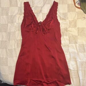 Red slip dress